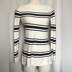 Talbots cream and black sweater